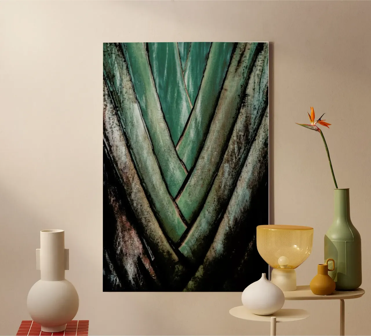 Travellers Palm canvas with Floater frame by Flora & Fauna