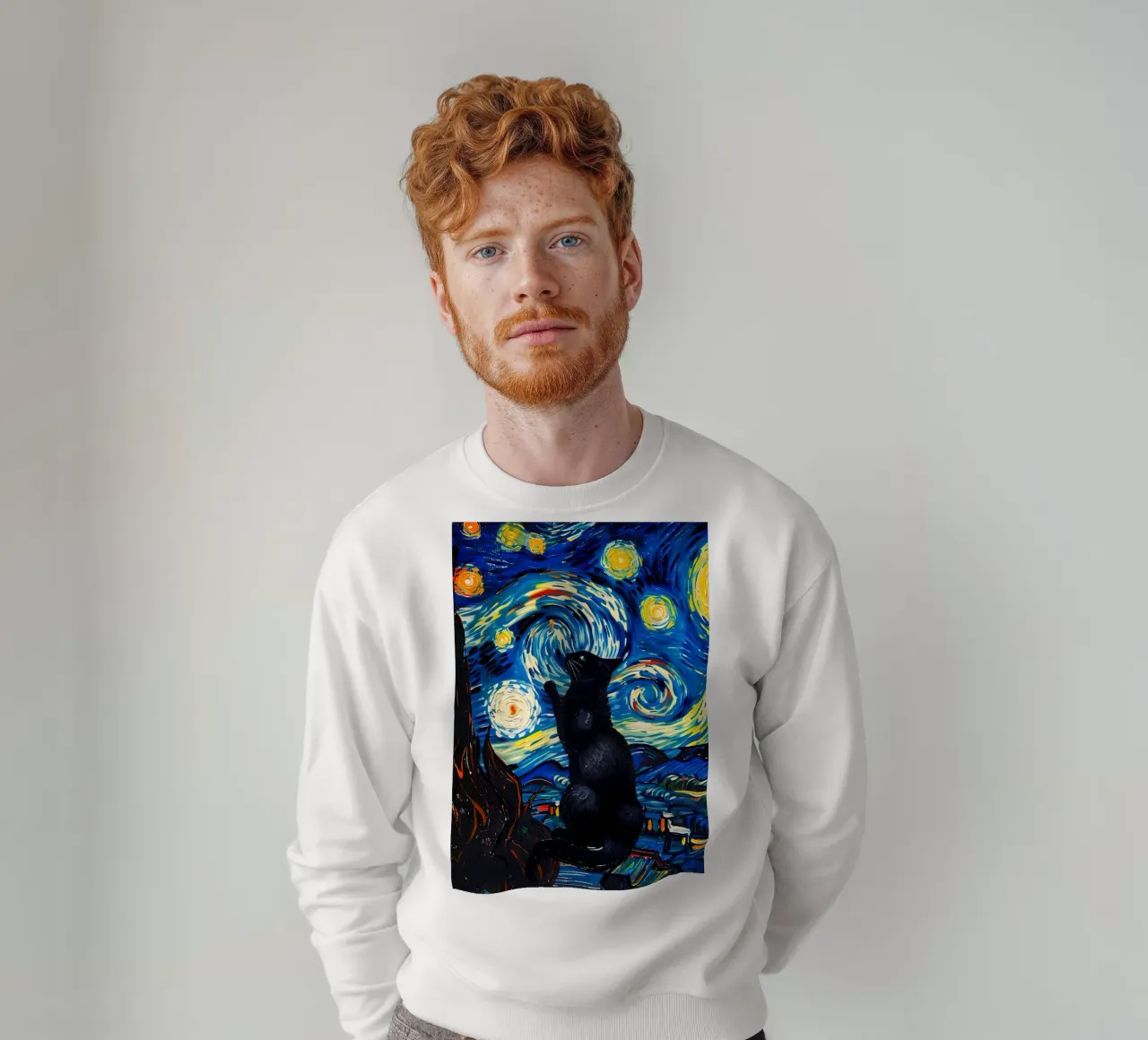 gatto vangogh felpa da Adrian Patel