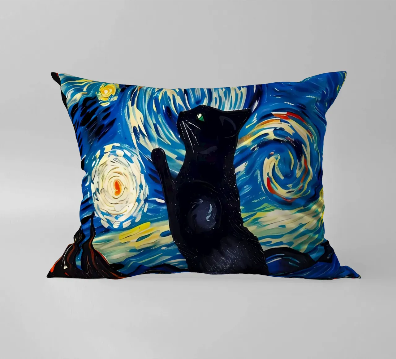 gatto vangogh cuscino da Adrian Patel