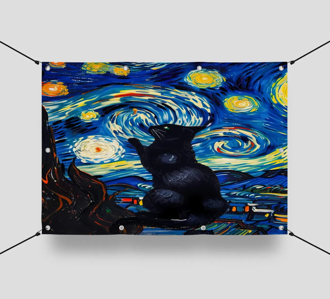 gatto vangogh telo in pvc da Adrian Patel