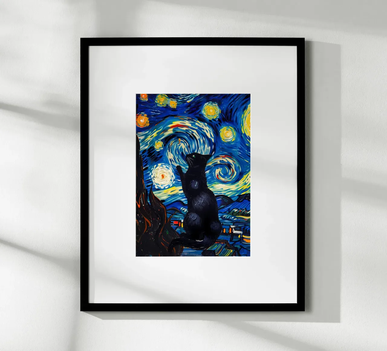 cat vangogh poster van Adrian Patel