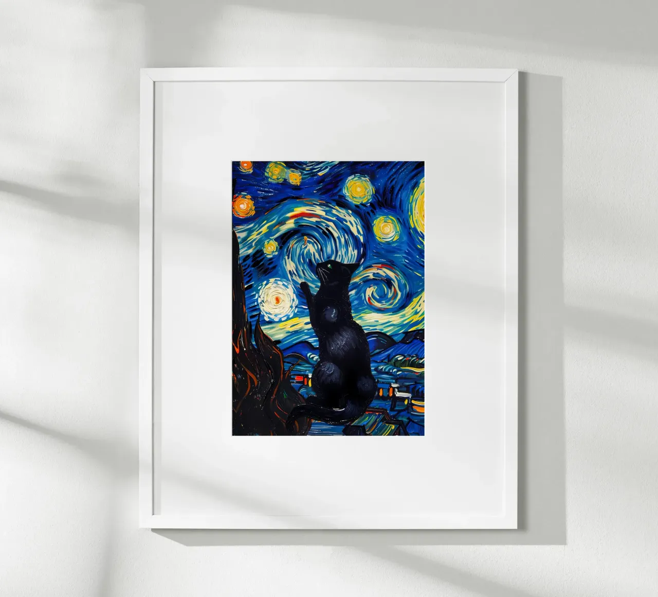 cat vangogh poster van Adrian Patel