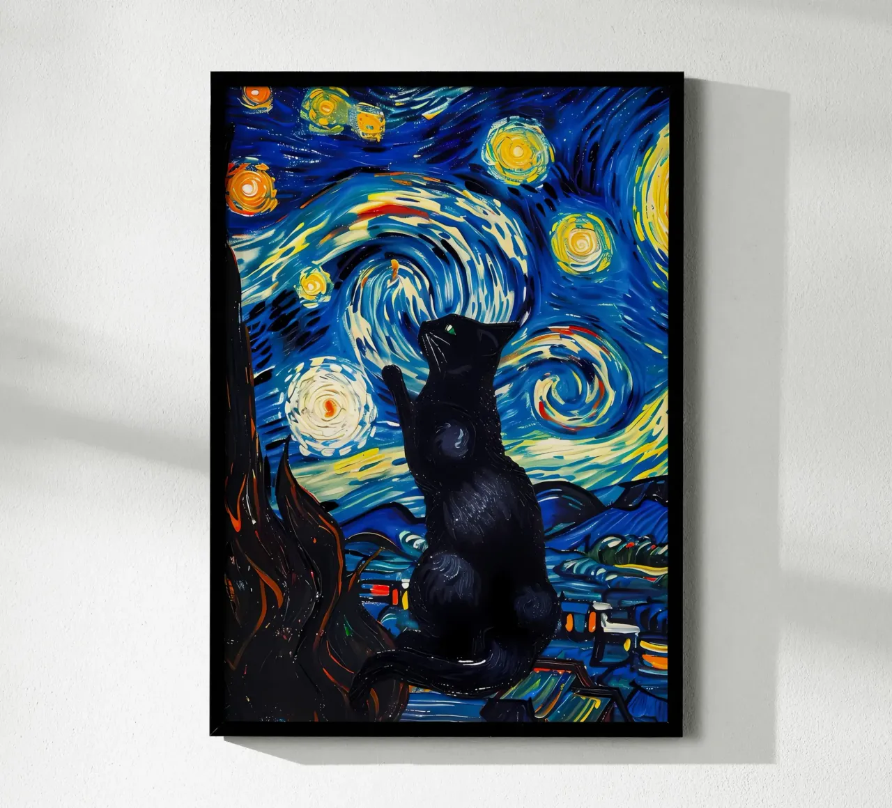 cat vangogh poster van Adrian Patel
