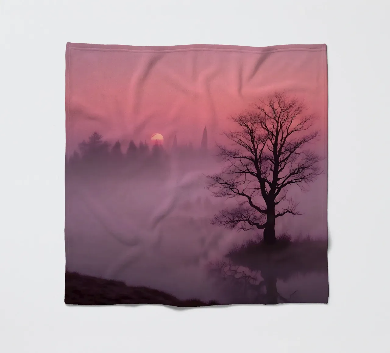 Tramonto con nebbia_3 coperta in pile da Pink- und LoveArt by LK