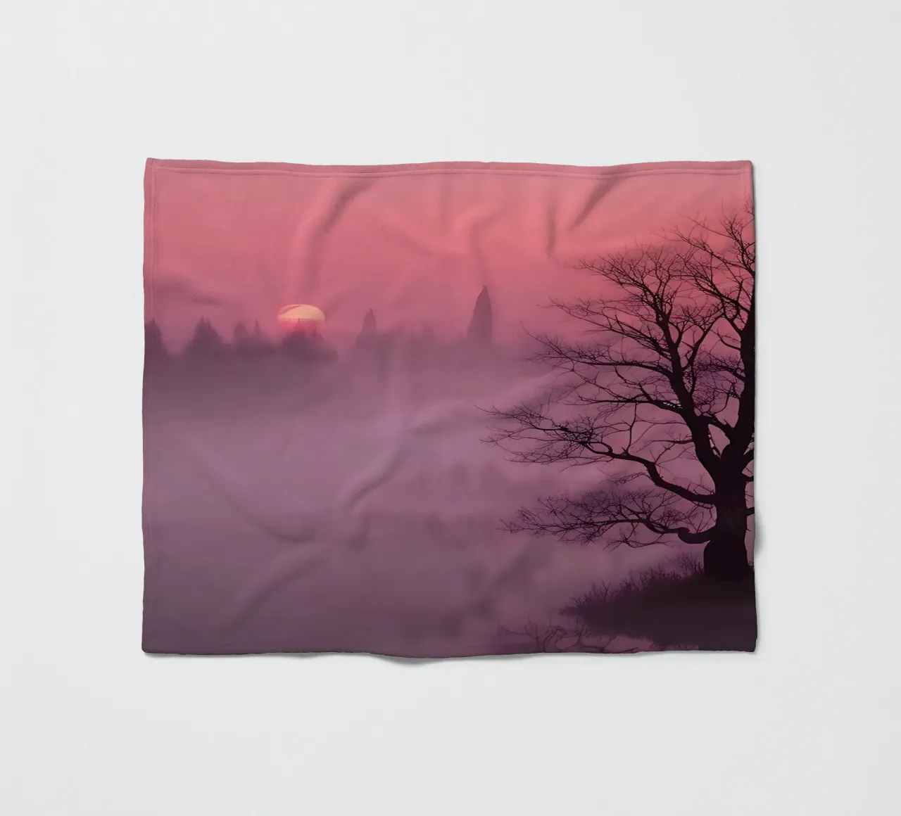 Tramonto con nebbia_3 coperta in pile da Pink- und LoveArt by LK