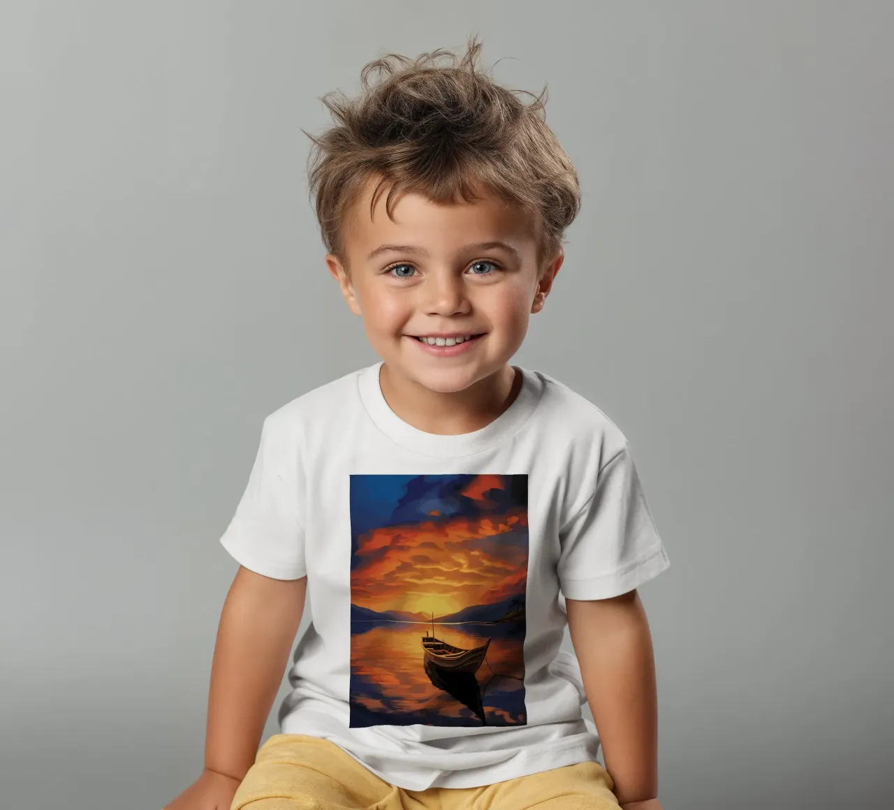 Boat Sunset kids t-shirt by Bartosz Powalka