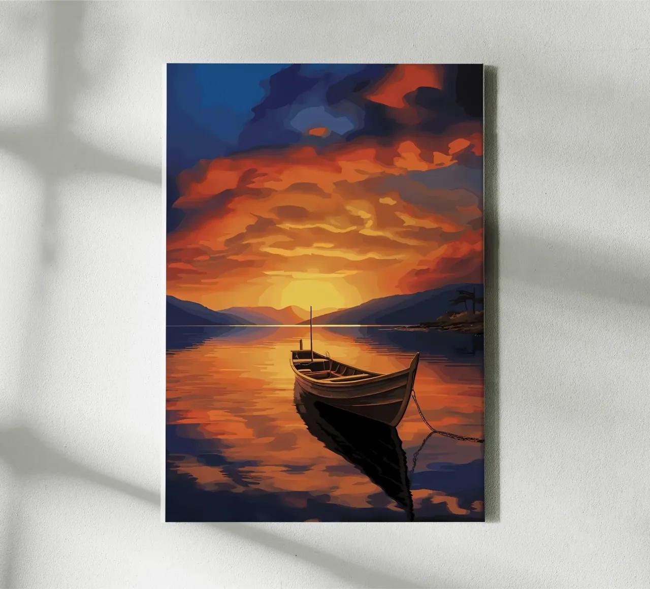 Boot zonsondergang canvas van Bartosz Powalka