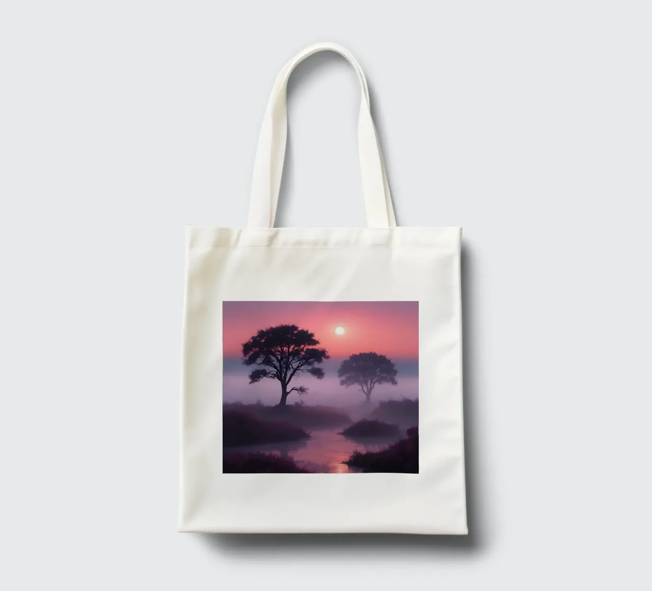 Tramonto con nebbia_4 borsa in juta da Pink- und LoveArt by LK