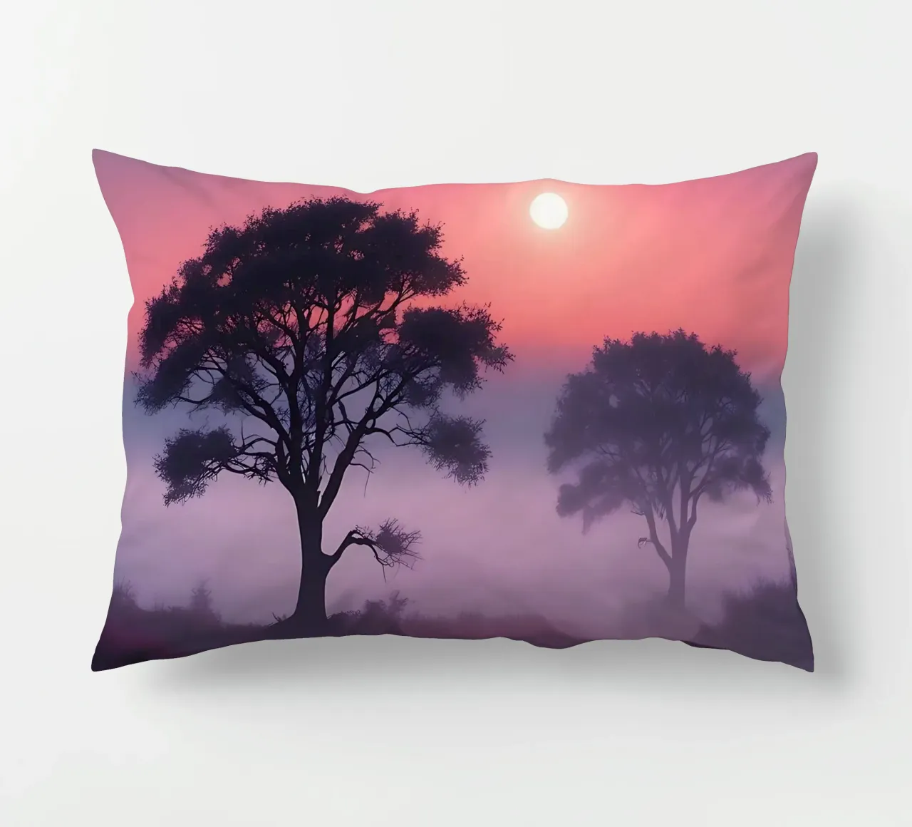 Tramonto con nebbia_4 cuscino da Pink- und LoveArt by LK