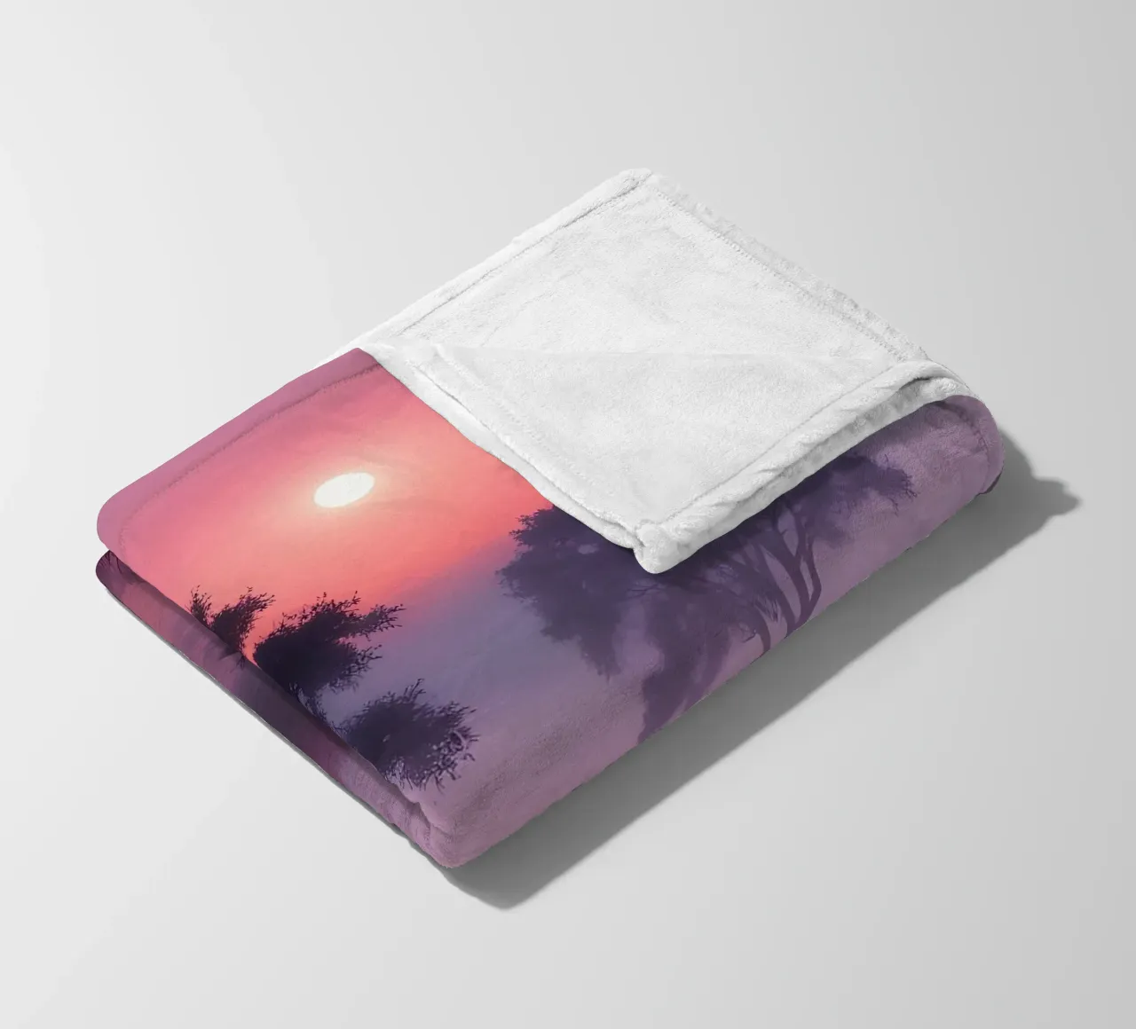 Tramonto con nebbia_4 coperta in pile da Pink- und LoveArt by LK