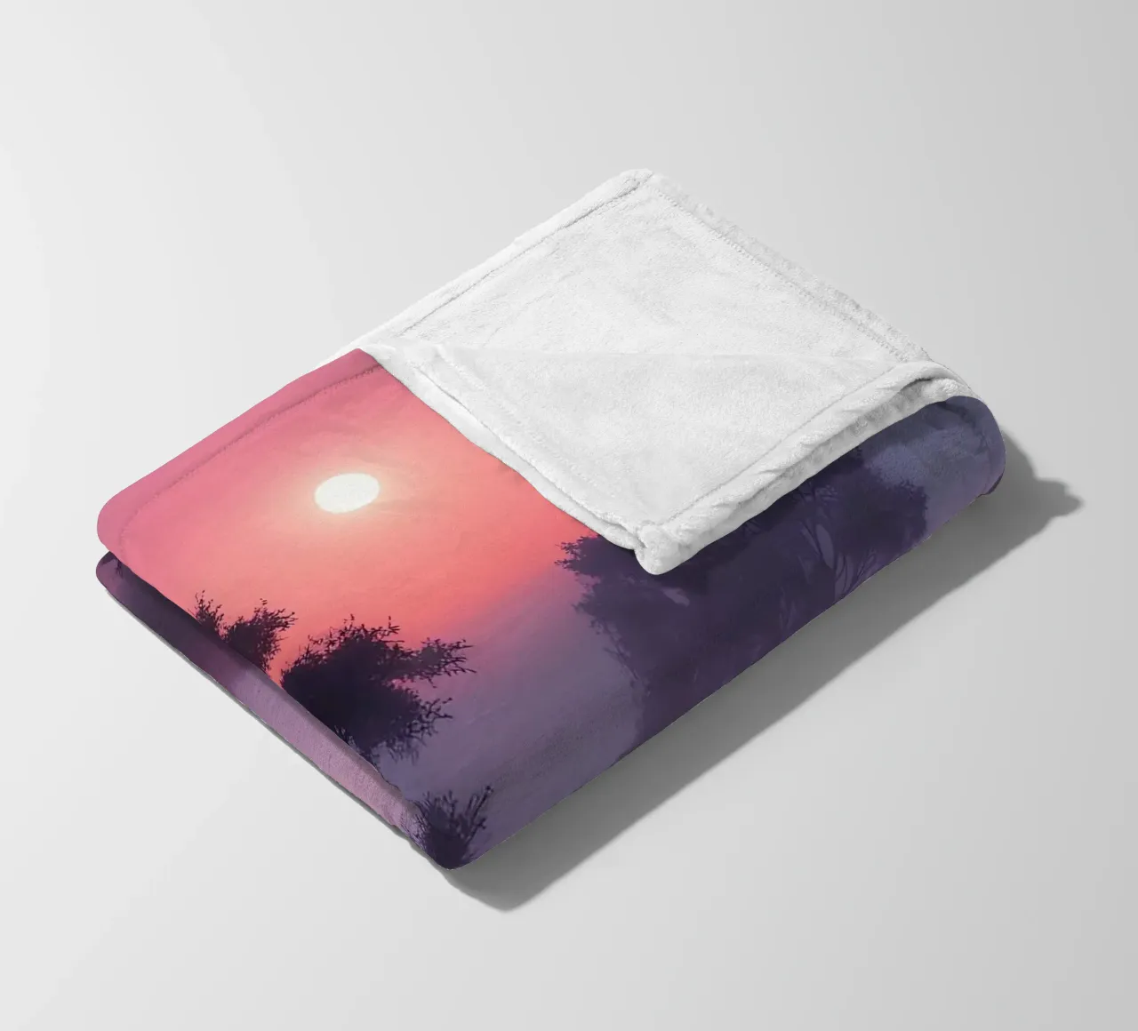 Tramonto con nebbia_4 coperta in pile da Pink- und LoveArt by LK