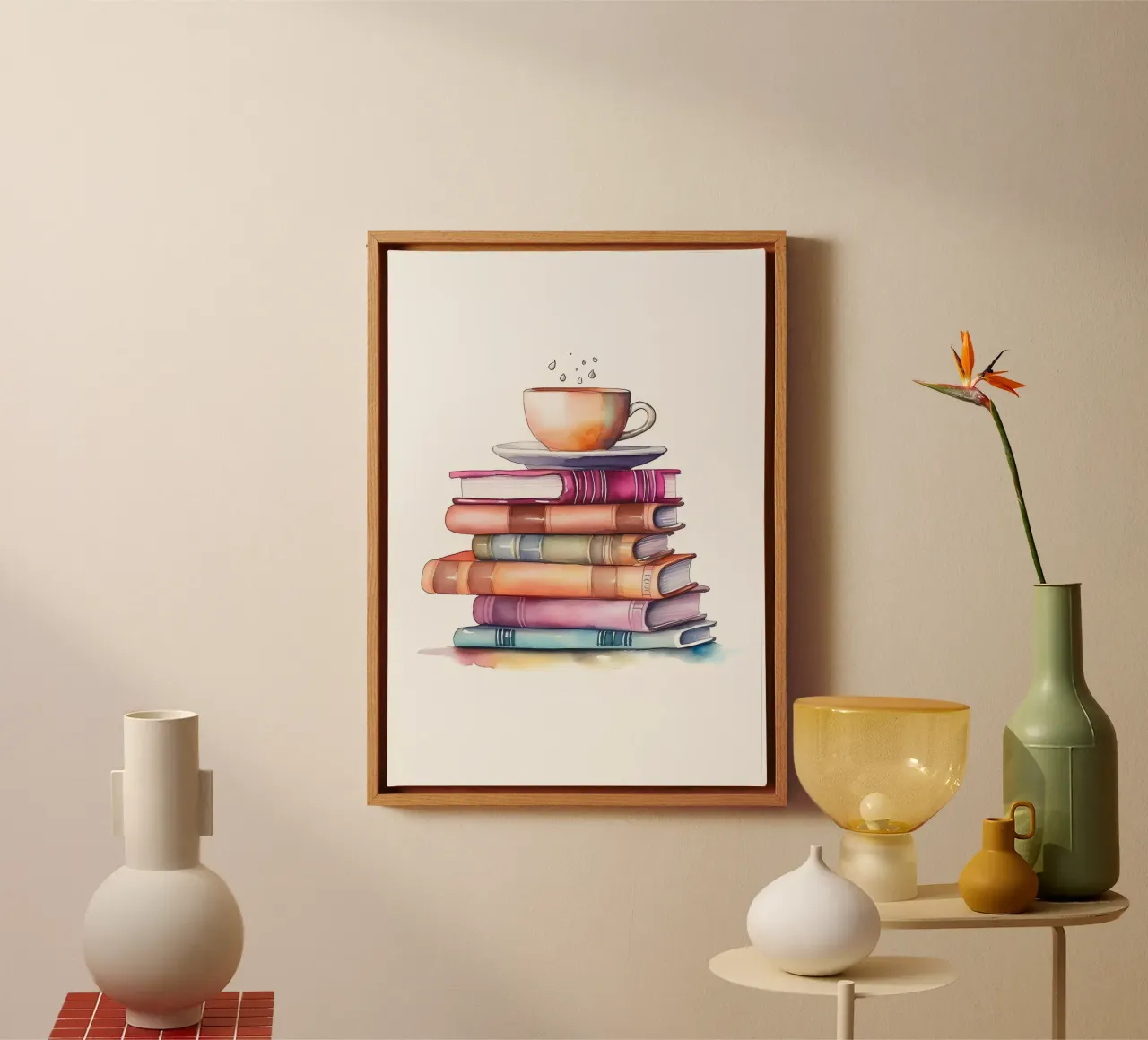 Libri sull'acquerello tela con Cornice a cassetta da Aiden Garcia