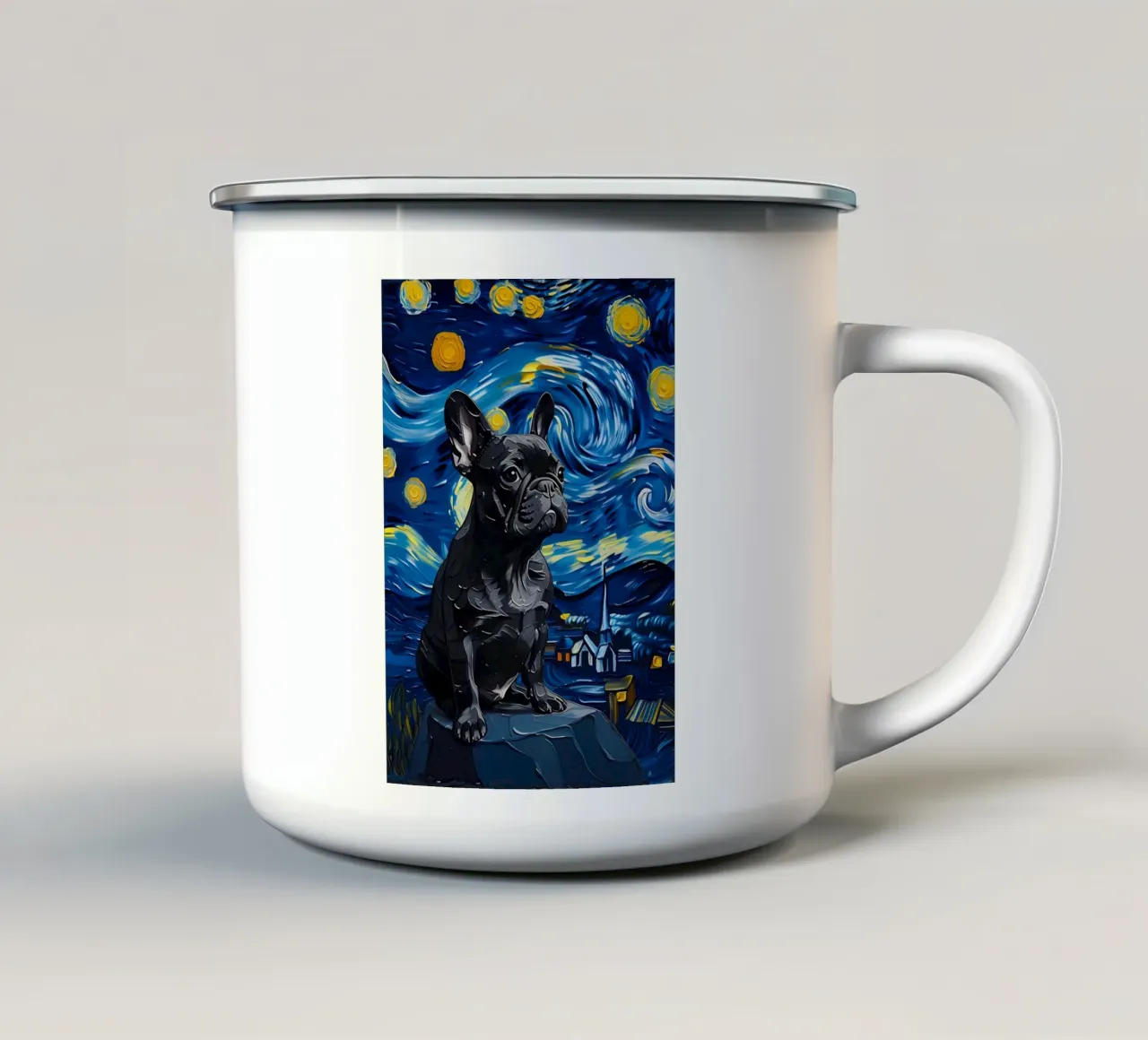 bulldog vangogh tazza in smalto da Adrian Patel