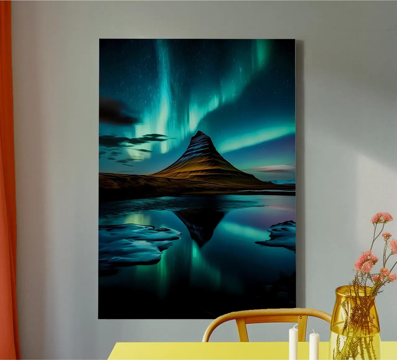 Paisaje Aurora lienzo con Marco flotante de Matthew Katz