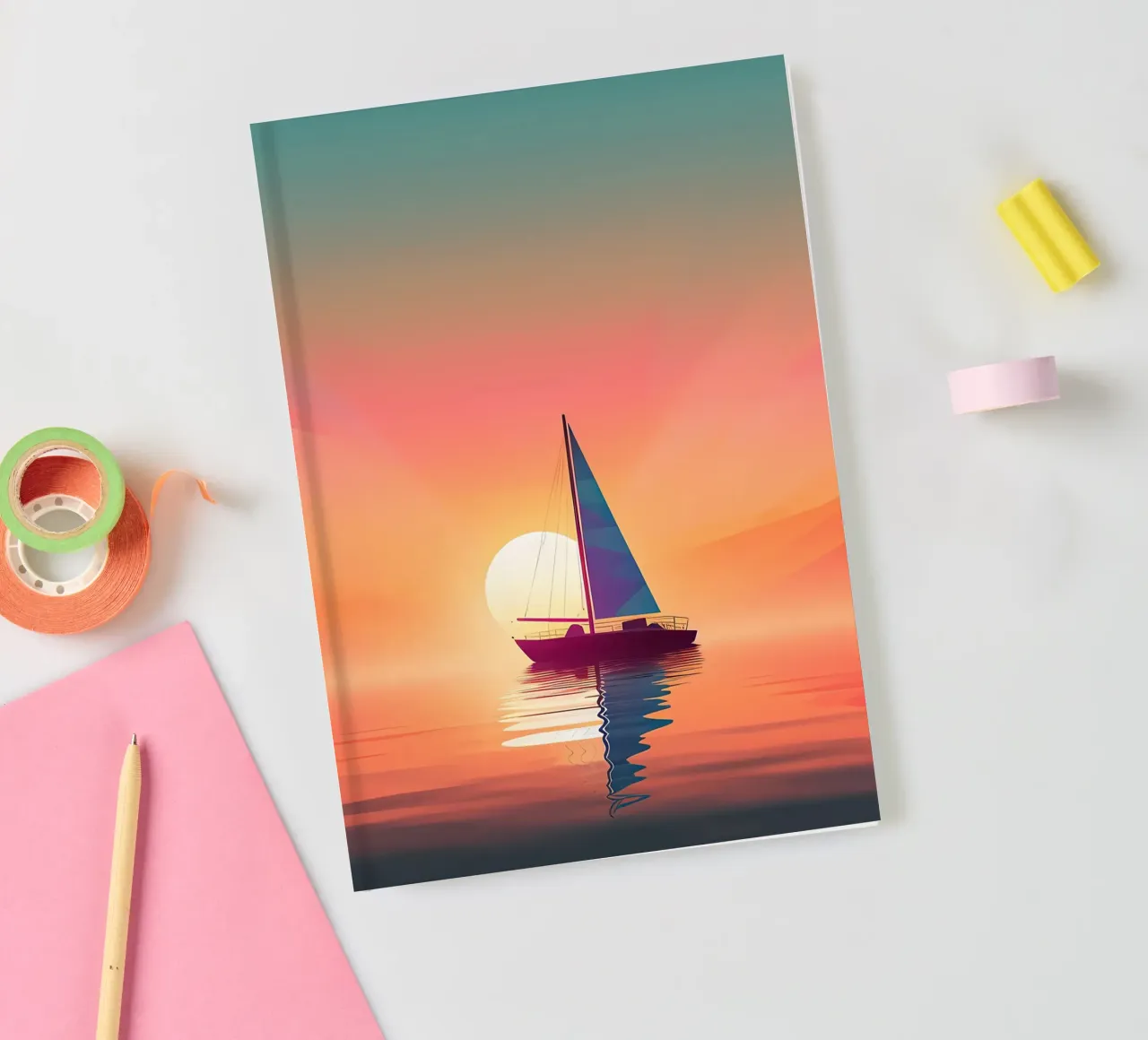 Sailboat on the beach notebook by Bartosz Powalka
