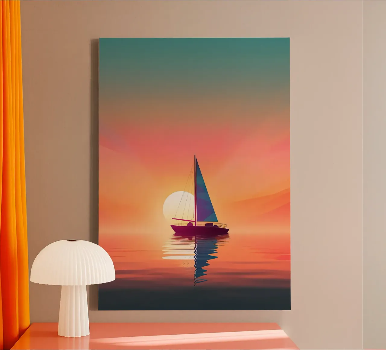 Zeilboot op het strand canvas met Baklijst van Bartosz Powalka