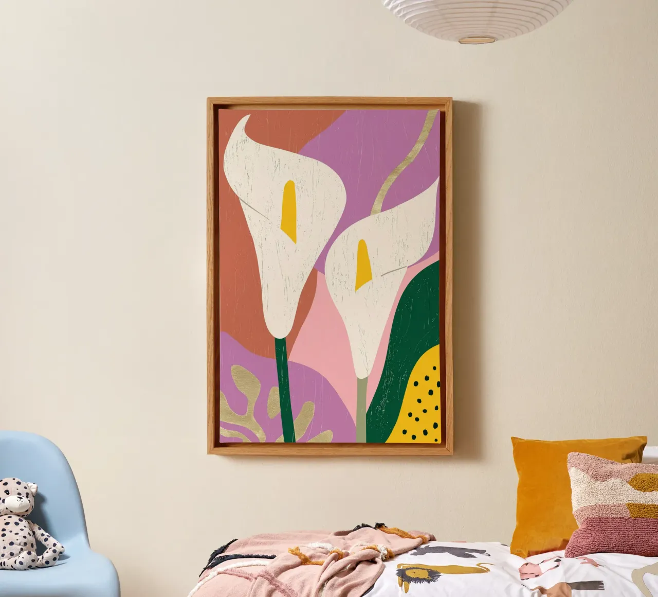 Twee witte Callas | Verkleind bloemenstilleven canvas met Baklijst van Autofocus