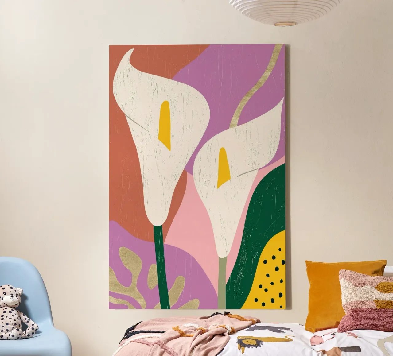 Twee witte Callas | Verkleind bloemenstilleven canvas met Baklijst van Autofocus