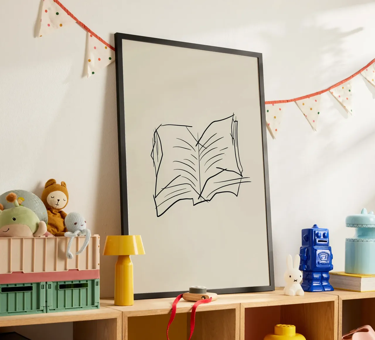 Linea d'arte del libro poster con telaio in alluminio da Aiden Garcia