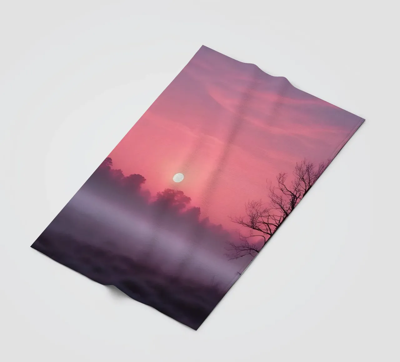 Tramonto con nebbia_5 coperta in pile da Pink- und LoveArt by LK