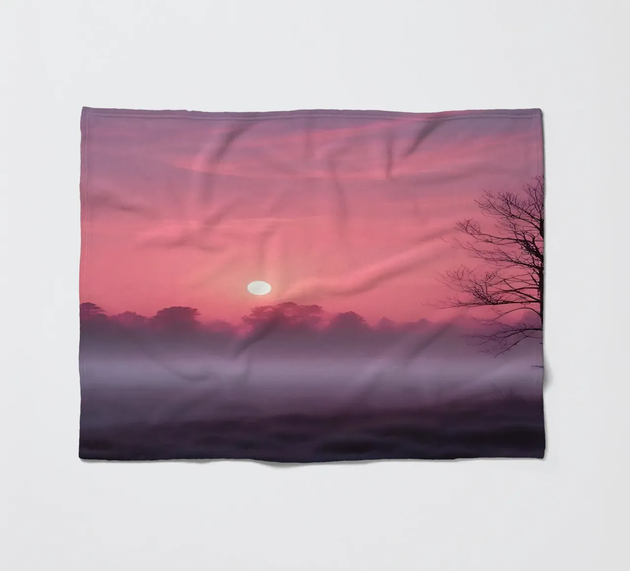 Tramonto con nebbia_5 coperta in pile da Pink- und LoveArt by LK