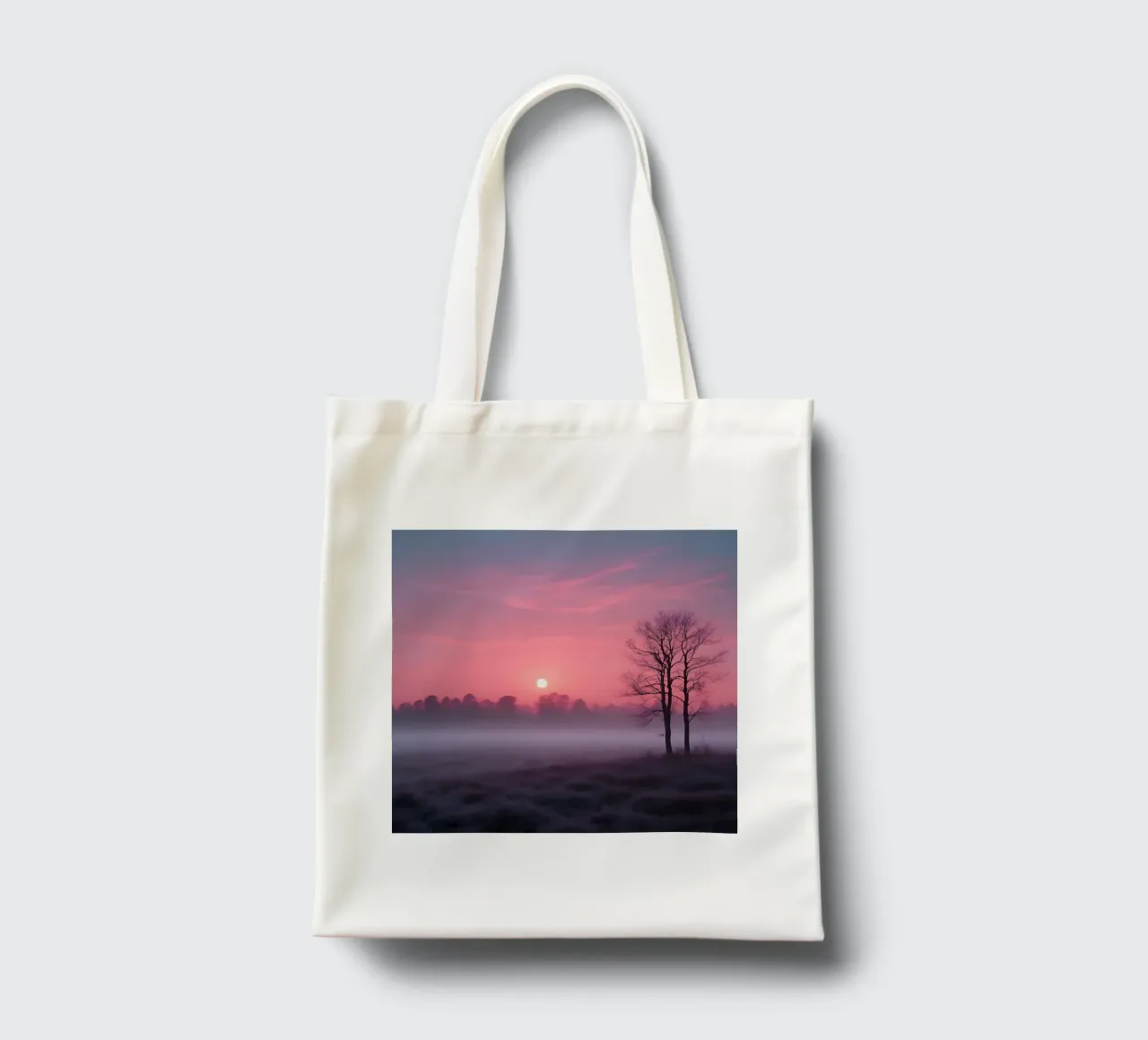 Tramonto con nebbia_5 borsa in juta da Pink- und LoveArt by LK