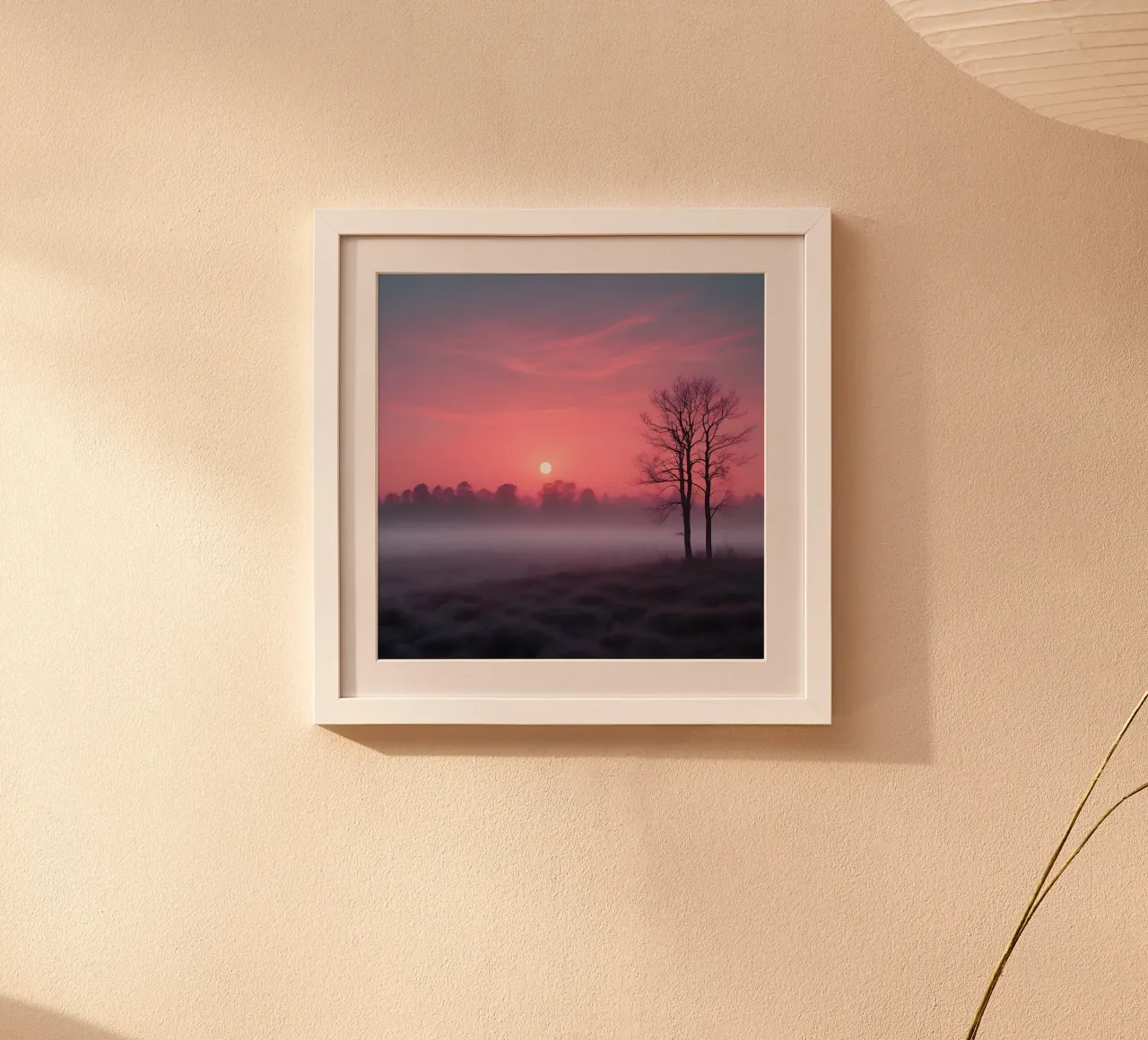 Coucher de soleil avec brouillard_5 poster de Pink- und LoveArt by LK
