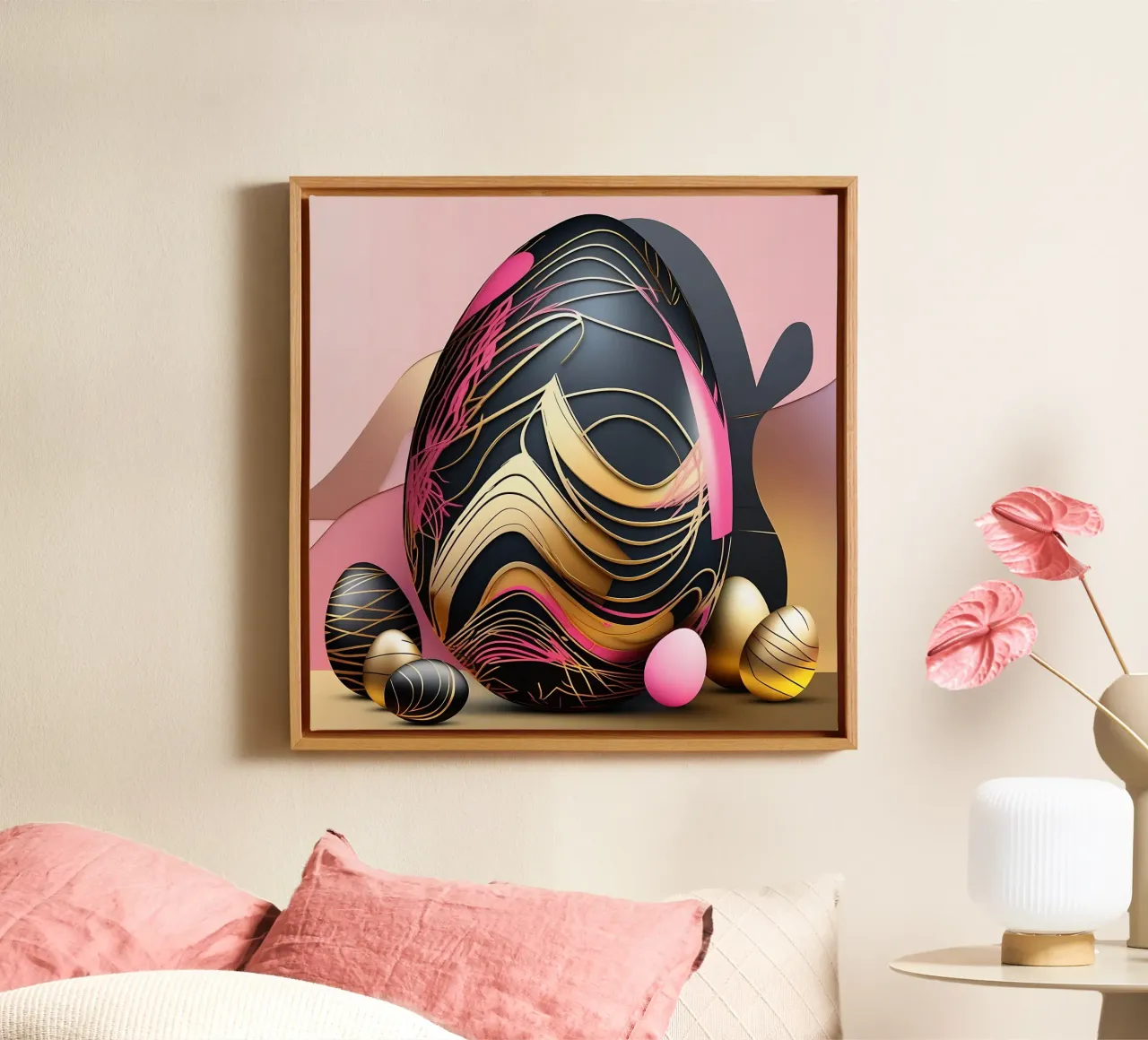 Deco_Eggs_1 tela con Cornice a cassetta da Pink- und LoveArt by LK