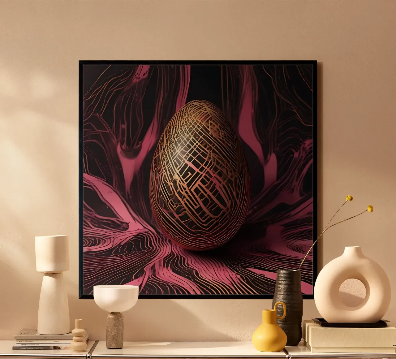 Uovo di decaffeinato_1 poster con telaio in plastica da Pink- und LoveArt by LK