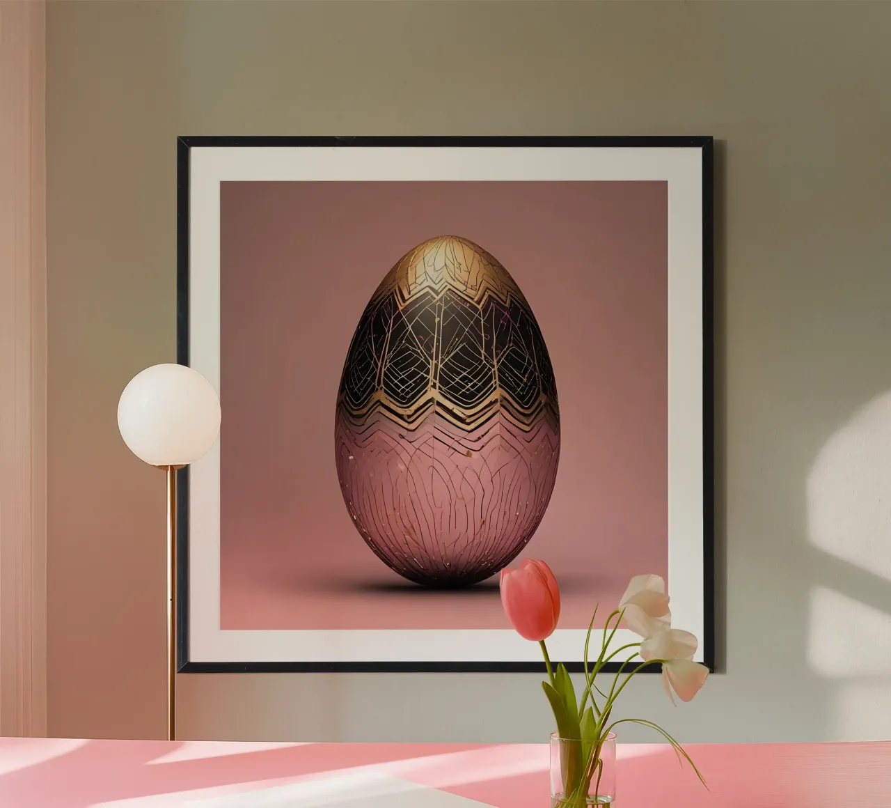 Uovo_2 poster con telaio in alluminio da Pink- und LoveArt by LK