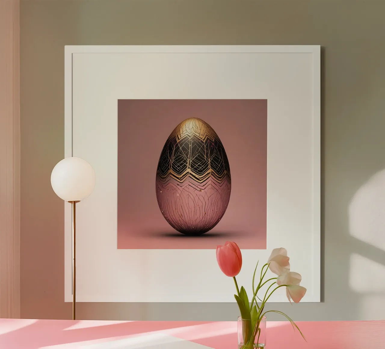 Uovo_2 poster con telaio in alluminio da Pink- und LoveArt by LK