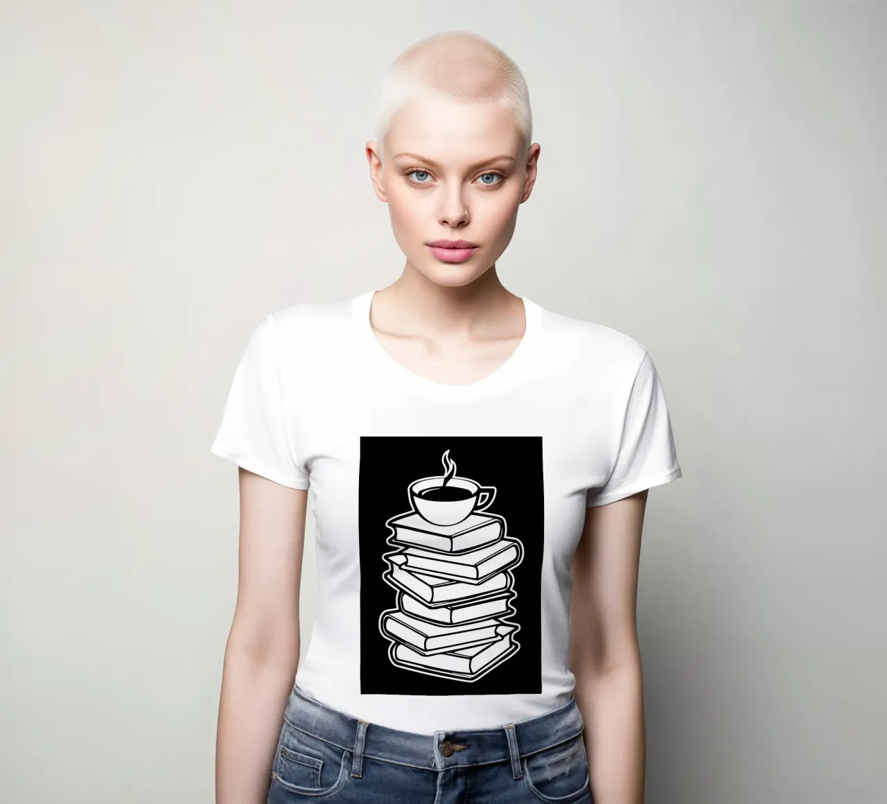 Bookworm Coffee Lover women's fitted t-shirt by Aiden Garcia