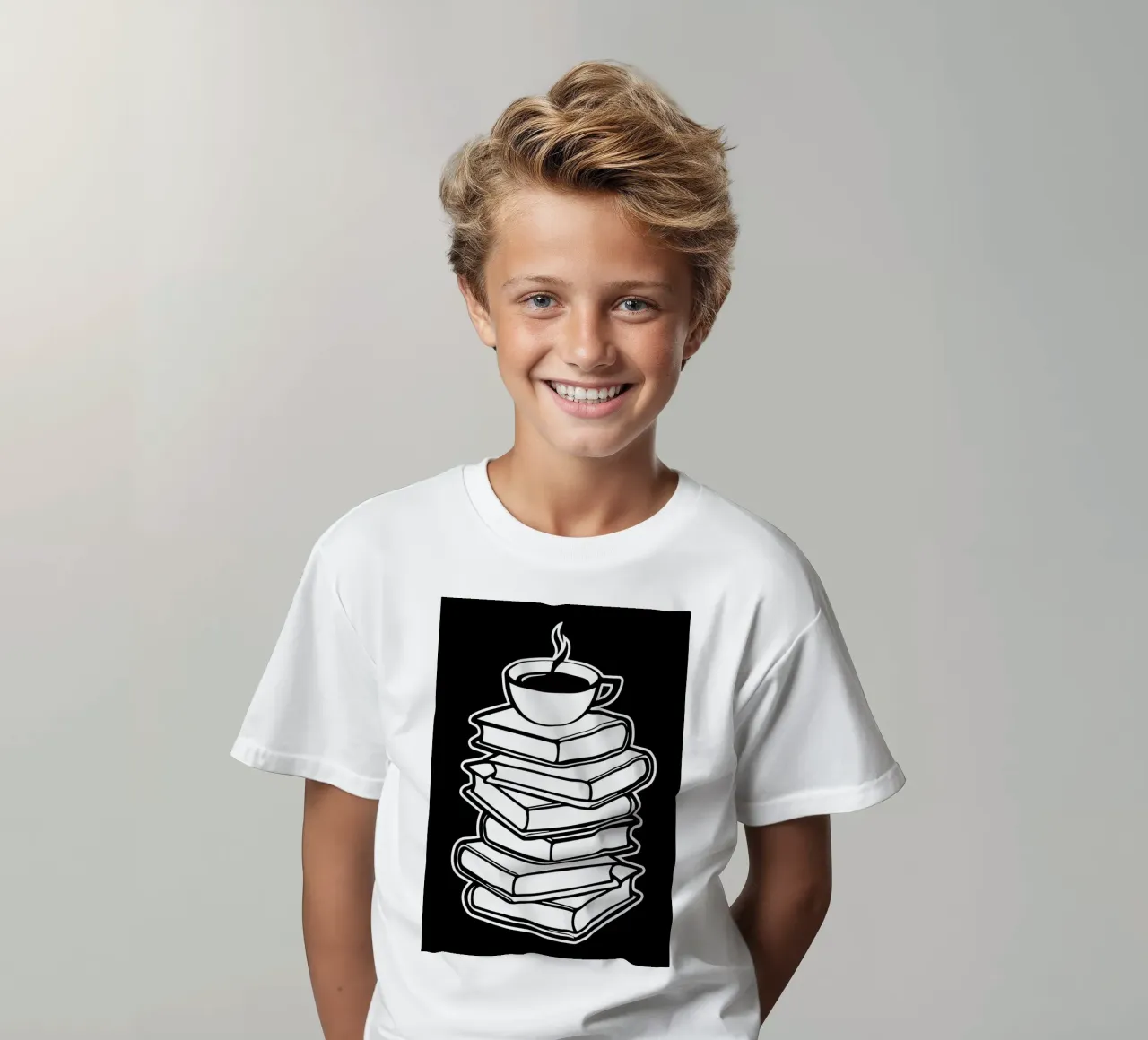 Bookworm Coffee Lover kids t-shirt by Aiden Garcia