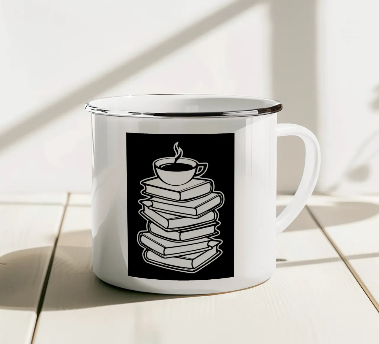 Amante dei libri e del caffè tazza in smalto da Aiden Garcia