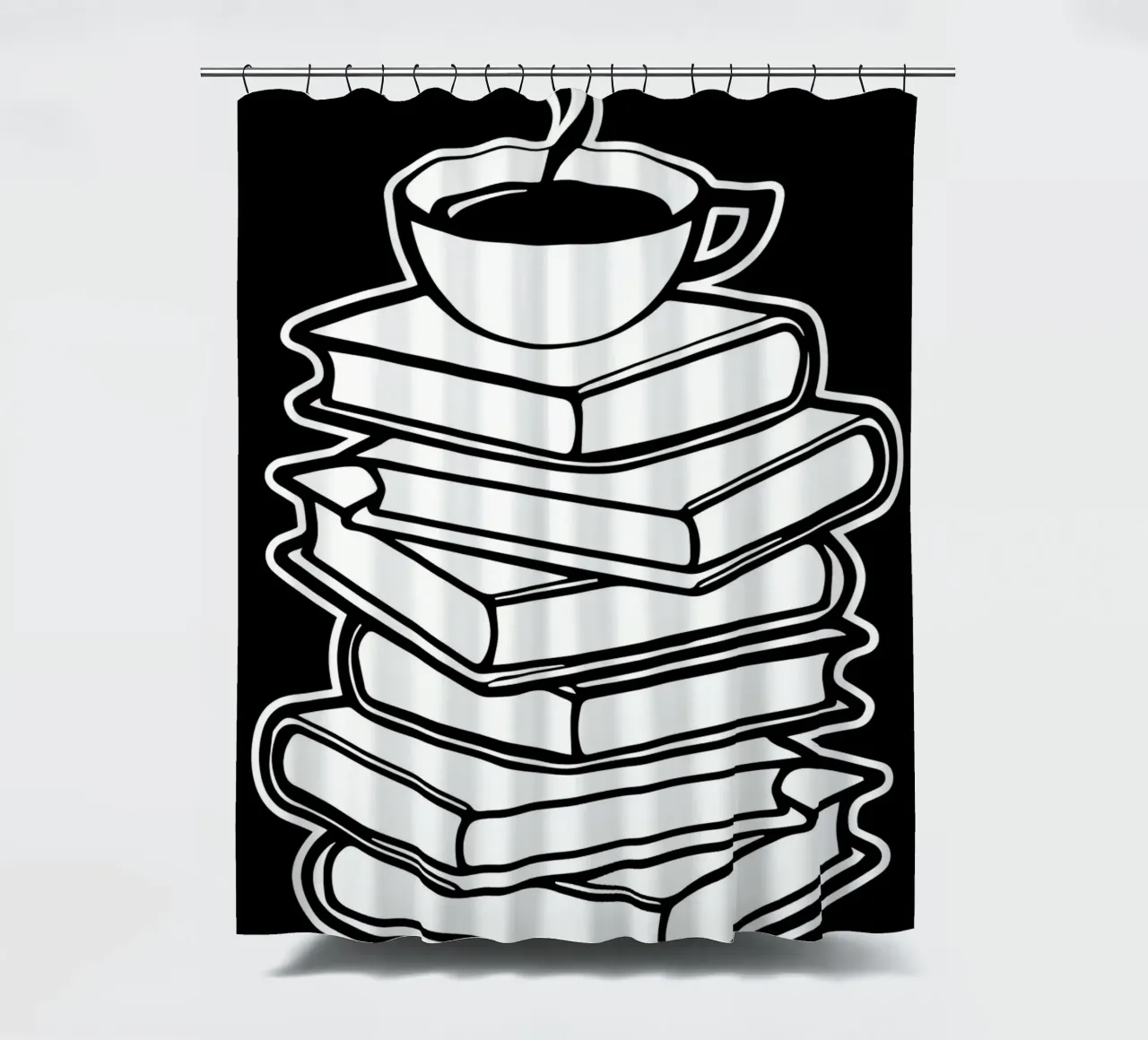 Bücherwurm Kaffeeliebhaber Duschvorhang von Aiden Garcia