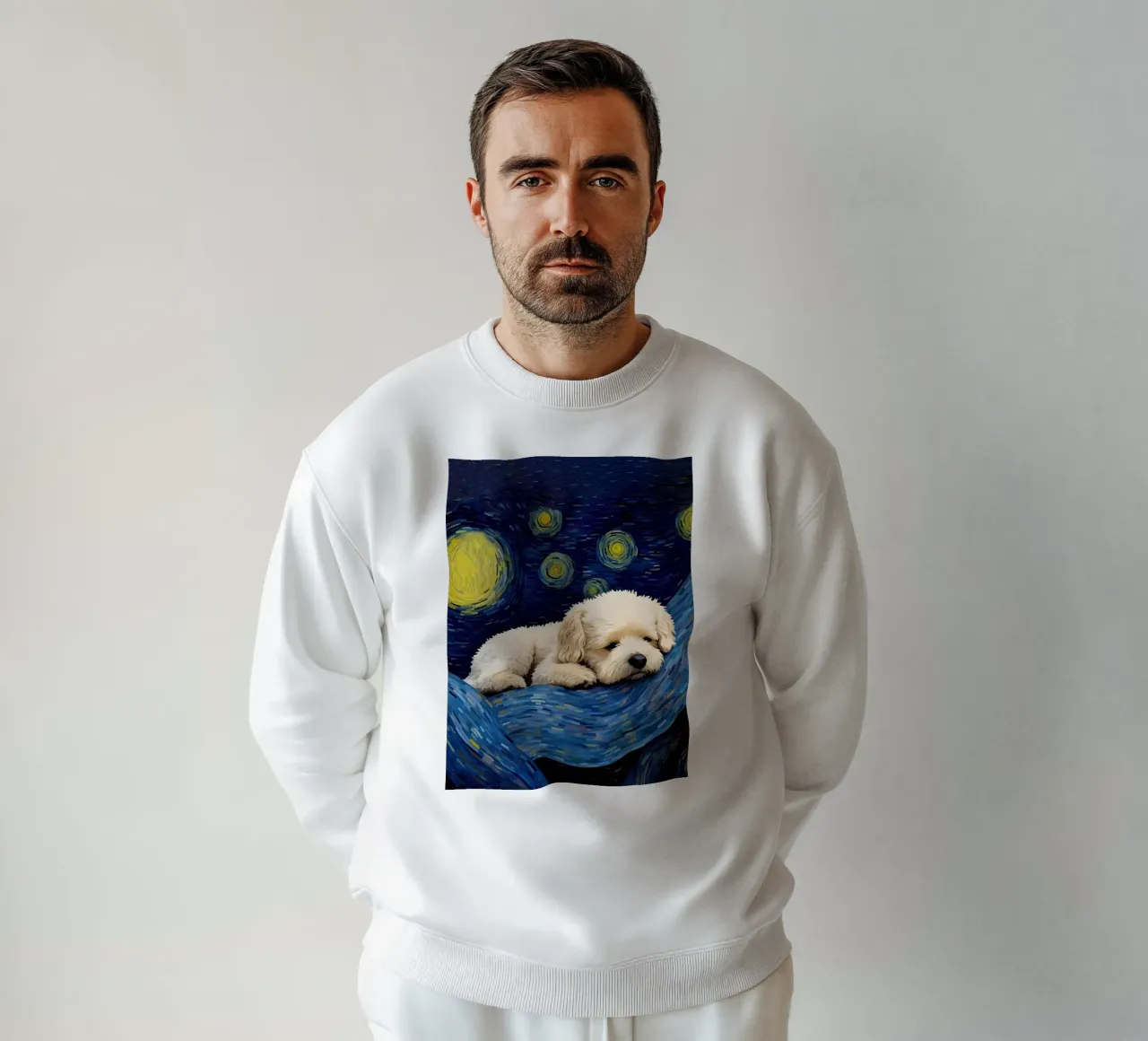 notte stellata cane Sleepy felpa da Adrian Patel