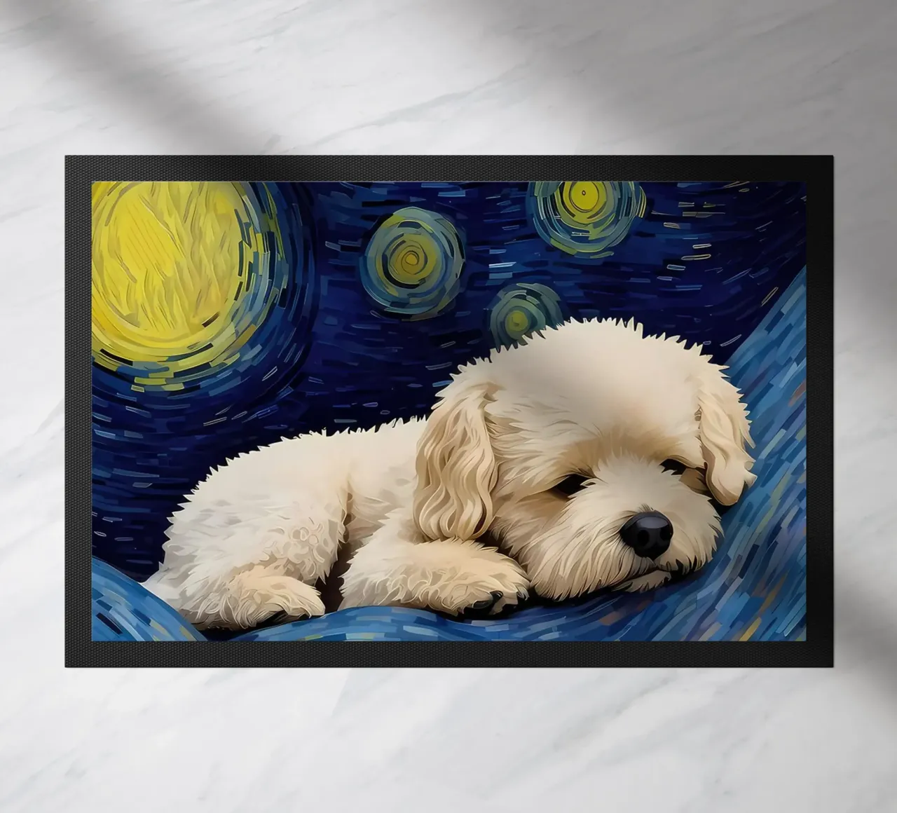 notte stellata cane Sleepy zerbino da Adrian Patel