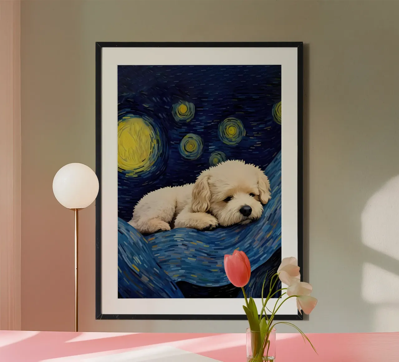 notte stellata cane Sleepy carta hahnemühle da Adrian Patel