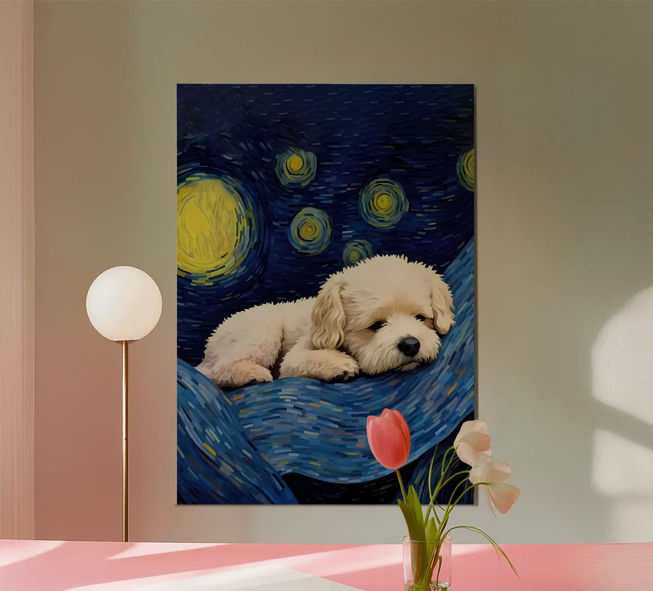 notte stellata cane Sleepy carta hahnemühle da Adrian Patel