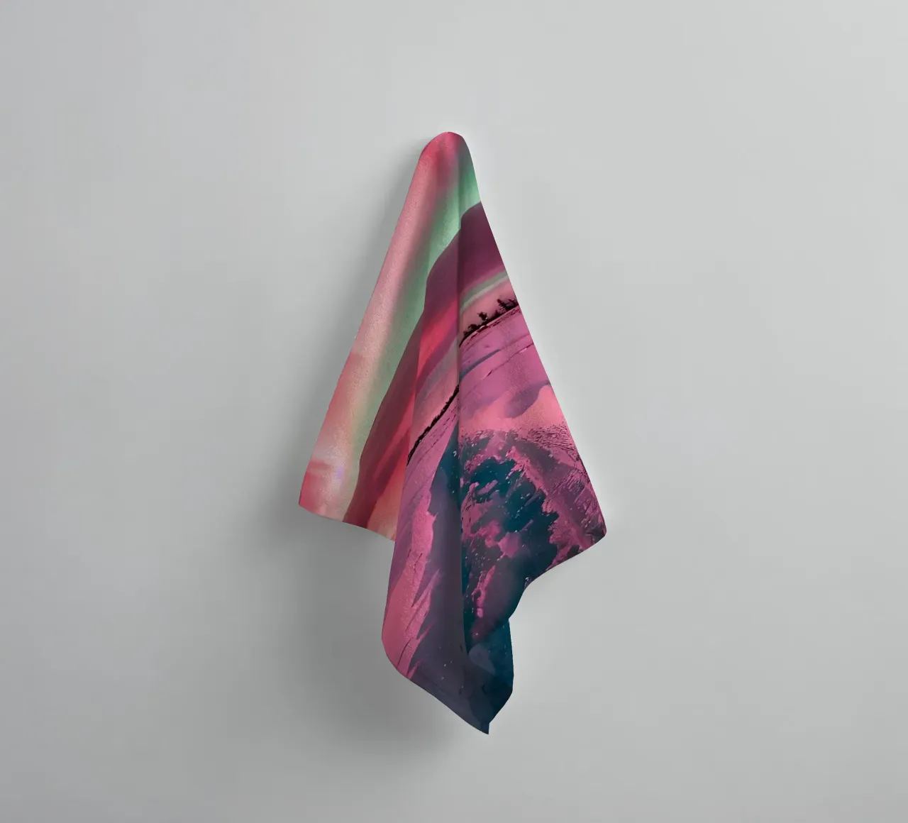 Aurora Borealis over Snowy Path towel by Matthew Katz