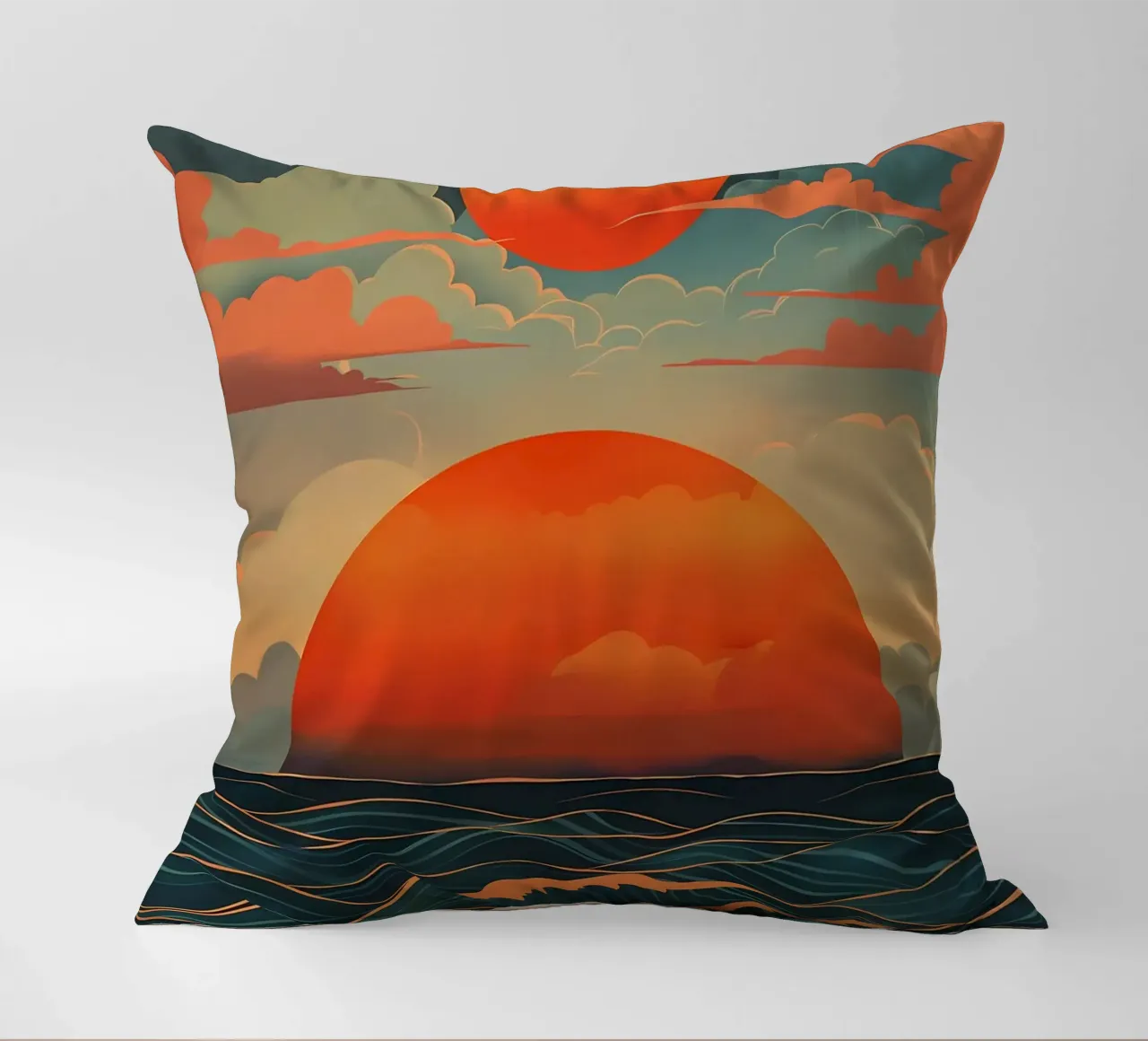 Sunset Ocean Waves decorative cushion by Bartosz Powalka