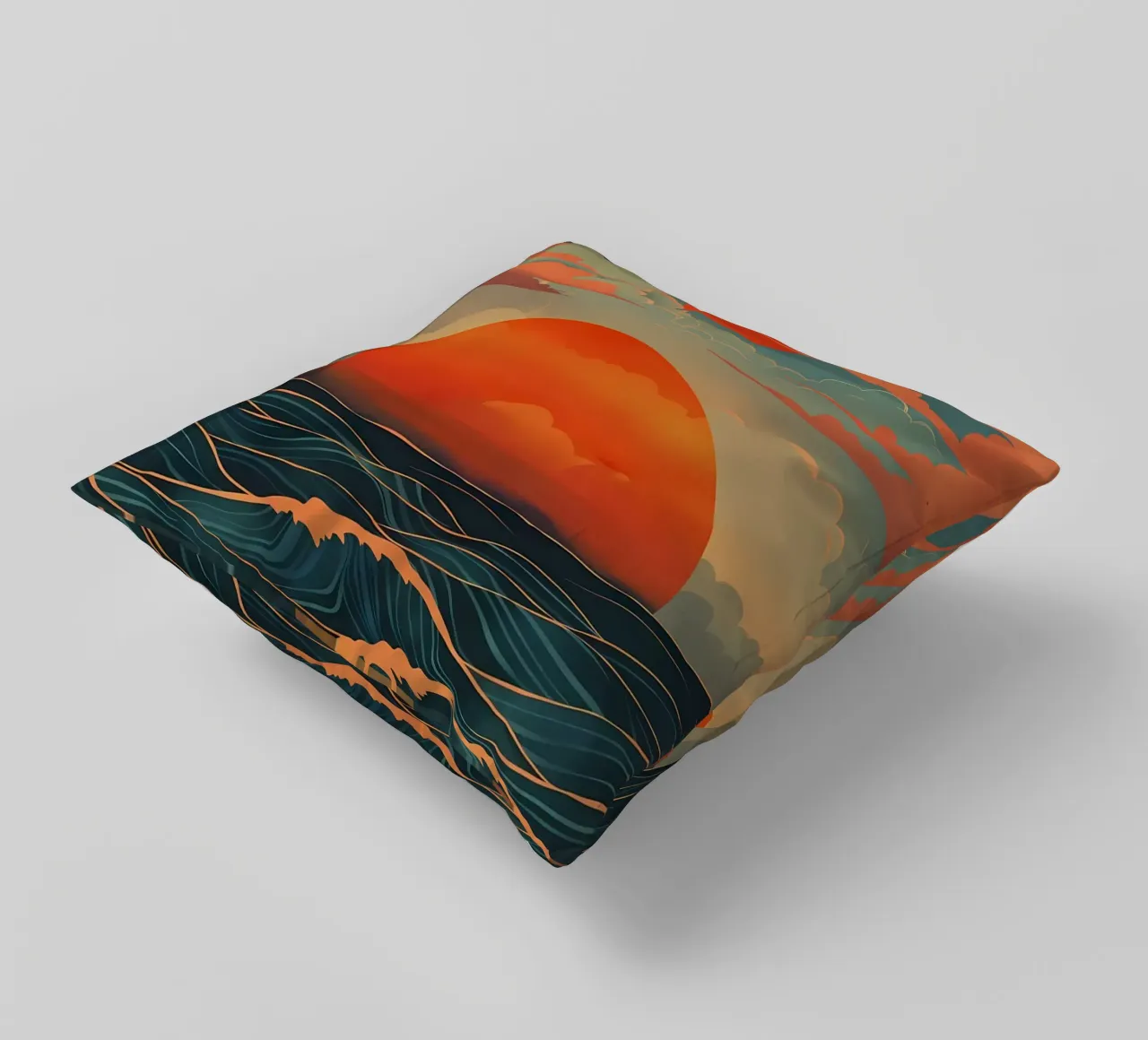Sunset Ocean Waves decorative cushion by Bartosz Powalka