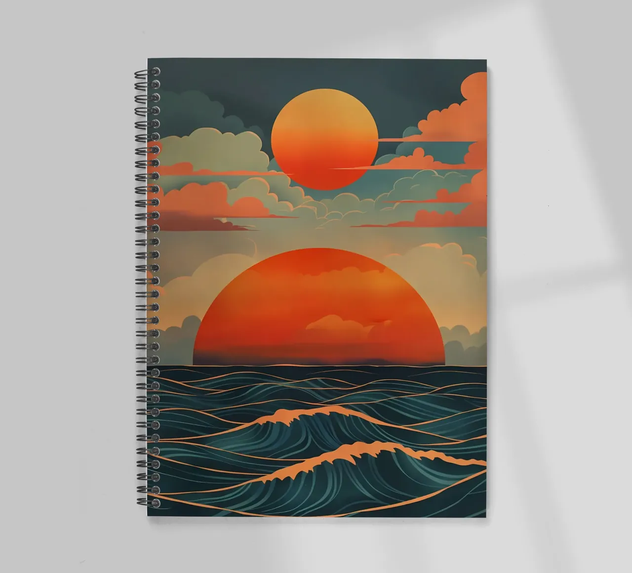 Sunset Ocean Waves spiral notebook by Bartosz Powalka