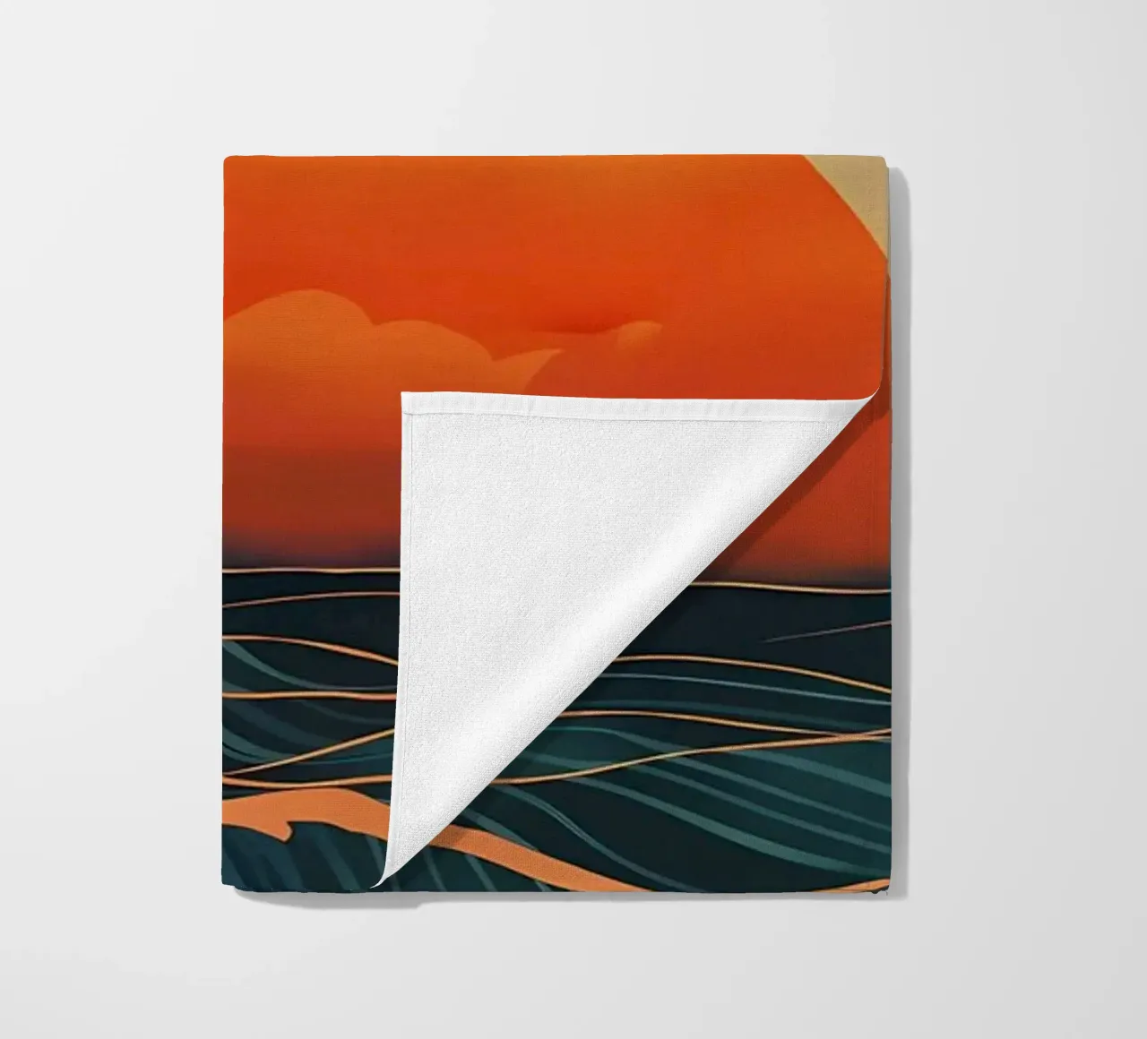 Zonsondergang oceaangolven strandhanddoek van Bartosz Powalka