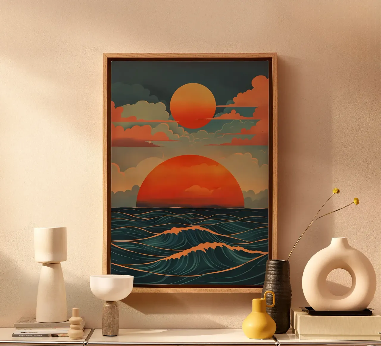 Zonsondergang oceaangolven canvas van Bartosz Powalka