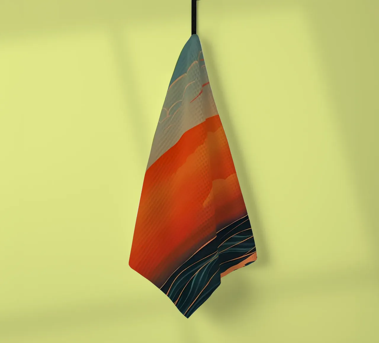 Sunset Ocean Waves tea towel by Bartosz Powalka