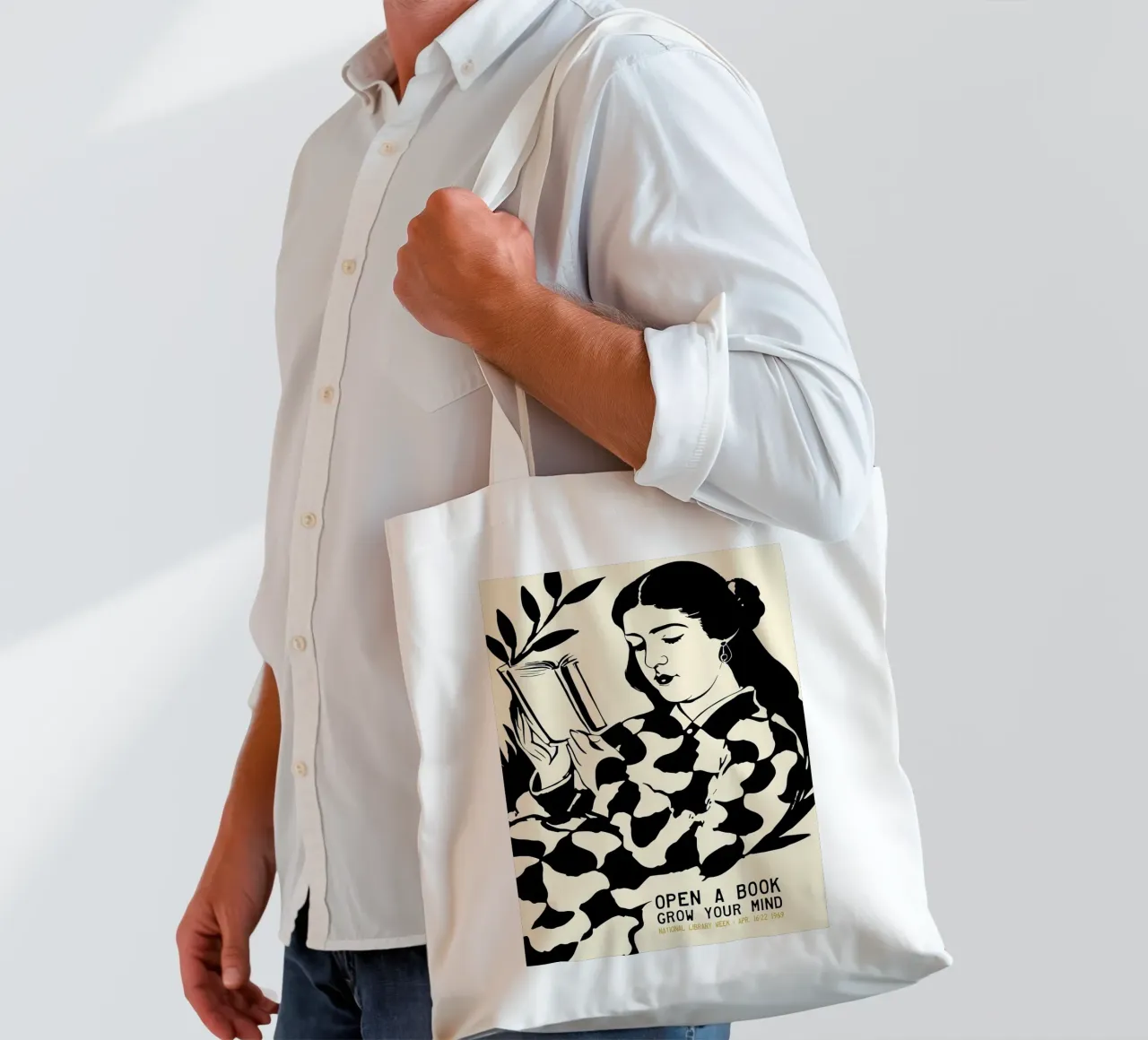Biblioteca Vintager borsa in juta da Aiden Garcia