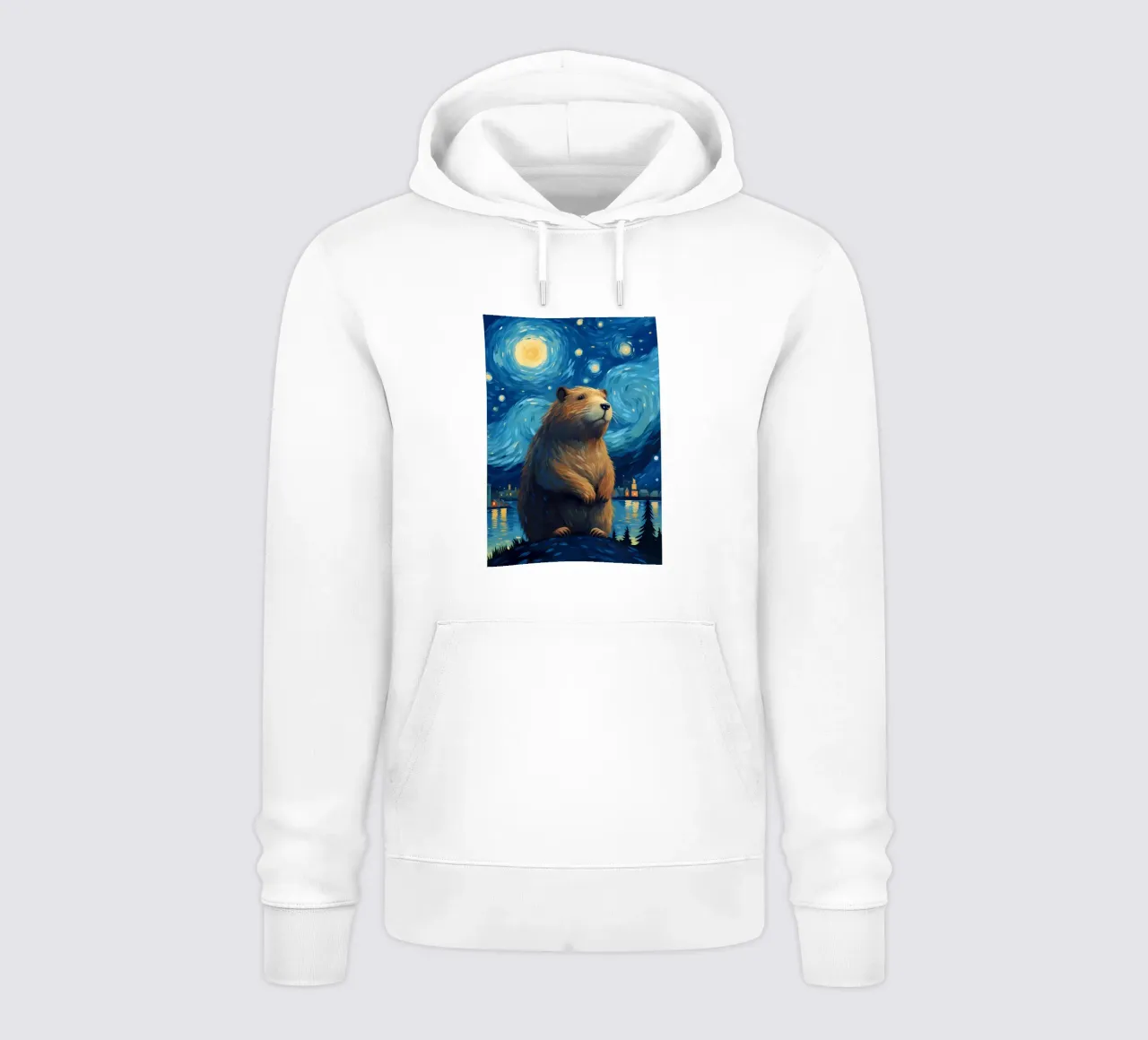 Notte stellata Capibara felpa con cappuccio da Adrian Patel
