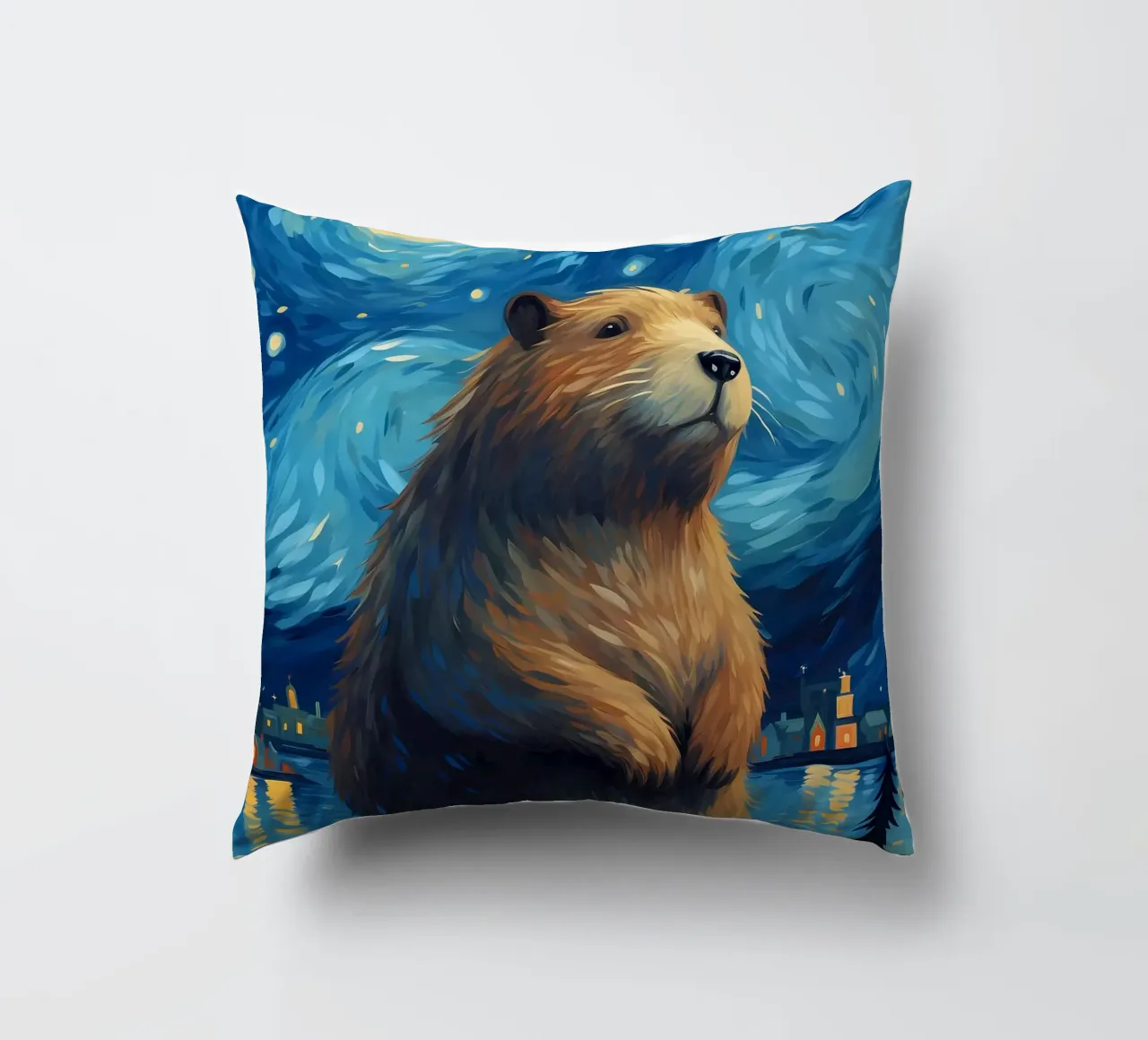 Sternennacht Capybara Kissen von Adrian Patel