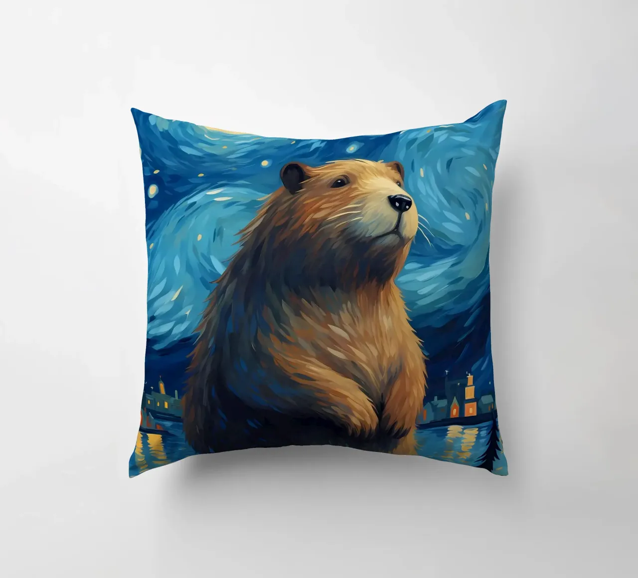 Sternennacht Capybara Kissen von Adrian Patel